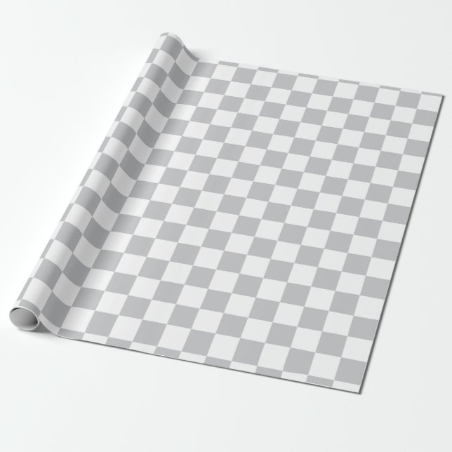 Papier Cadeau Motif gris-clair de damier (Déroulé)