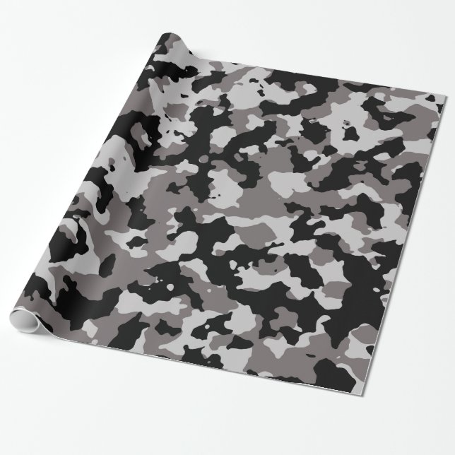 Papier Cadeau Motif gris militaire de camouflage (Déroulé)