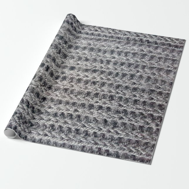 Papier Cadeau Motif gris tricoté (Déroulé)