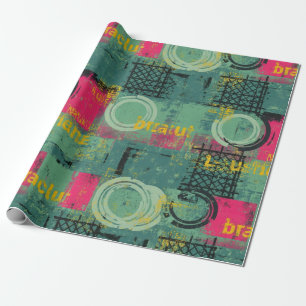 Papier Cadeau Motif grunge abstrait avec formes géométriques (1)