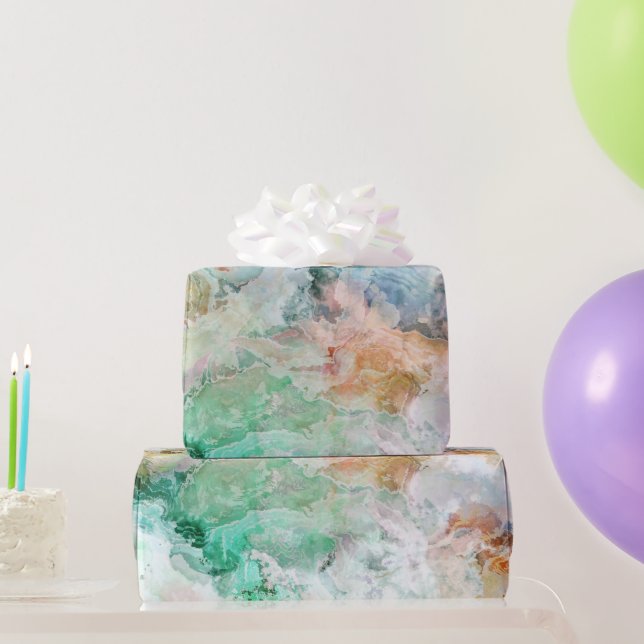 Papier Cadeau Motif Grunge Aquarelle Océan  (Cadeaux de fête)