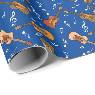 Papier Cadeau Motif Guitare Music Notes