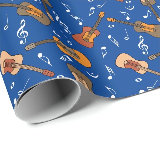 Papier Cadeau Motif Guitare Music Notes (Coin rond)
