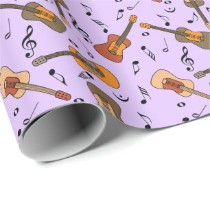 Papier Cadeau Motif Guitare Music Notes