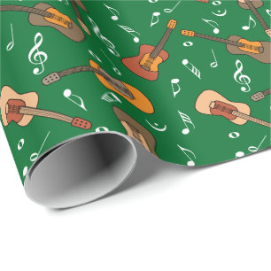 Papier Cadeau Motif Guitare Music Notes
