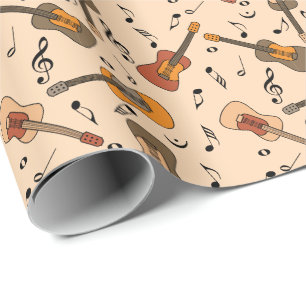 Papier Cadeau Motif Guitare Music Notes