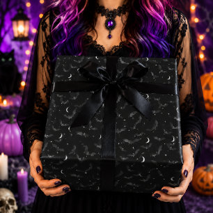 Papier Cadeau Motif Halloween Chauves-souris noires gothiques