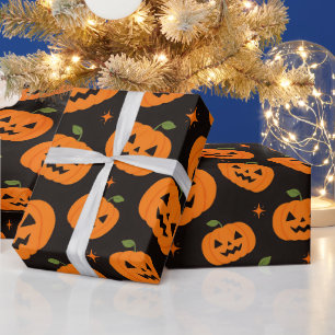 Papier Cadeau Motif Halloween Citrouille Mignonne Épouvantable