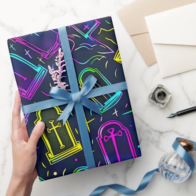 Papier Cadeau Motif Halloween Néon (Cadeaux)
