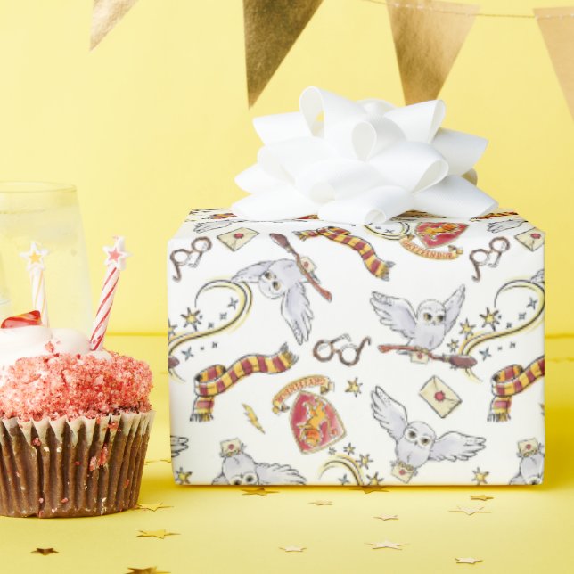 Papier Cadeau Motif Hedwig GRYFFINDOR™ (Fête d'anniversaire)
