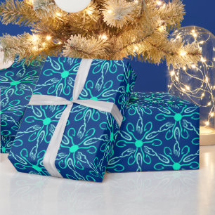 Papier Cadeau Motif Hexagon de Snowflake, pêcheur de glace