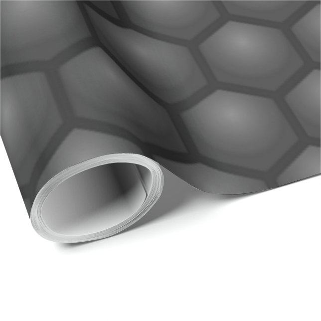 PAPIER CADEAU MOTIF HEXAGONE NOIR (Coin rond)