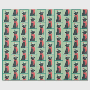 Papier Cadeau Motif Hiver Black Lab