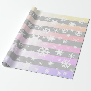 Papier Cadeau Motif holographique de Noël Gray Snowflake