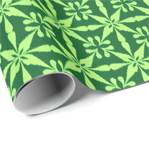 Papier Cadeau Motif Ikat Star - Vert foncé