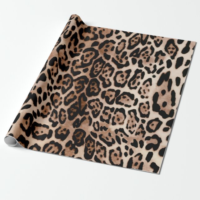 Papier Cadeau Motif imprimé animal à taches de léopard (Déroulé)