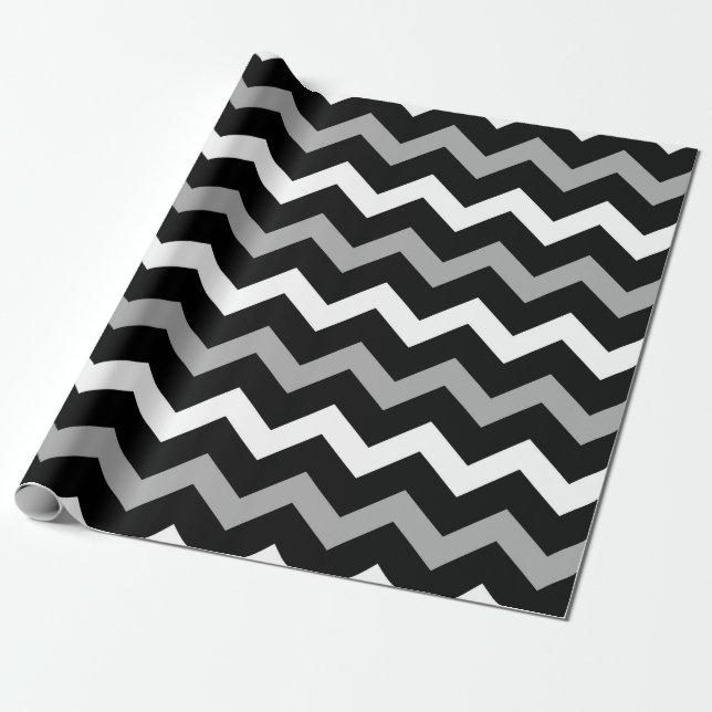 Papier Cadeau Motif imprimé chevron gris et blanc (Déroulé)