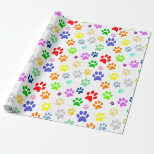 Papier Cadeau Motif imprimé de pattes de compagnie adorable amus