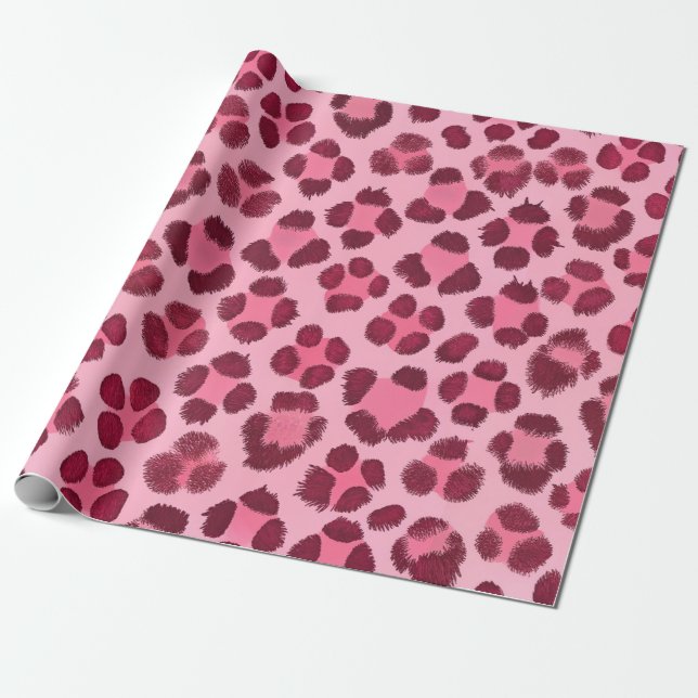 Papier Cadeau Motif imprimé léopard rose (Déroulé)