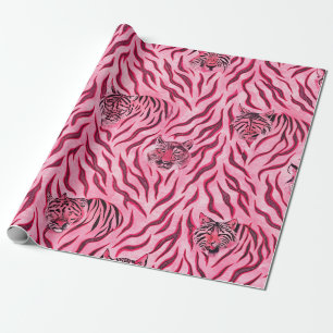Papier Cadeau Motif imprimé tigre rose et noir
