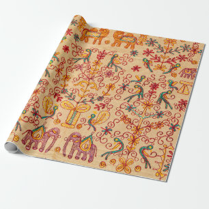 Papier Cadeau Motif indien en tissu, tissu, inde, orné