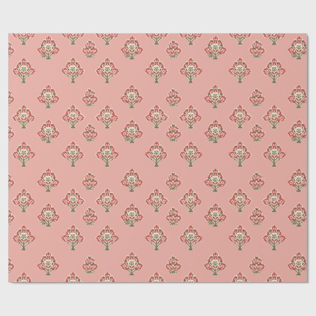 Papier Cadeau Motif indien sur Arrière - plan rose (Plat)