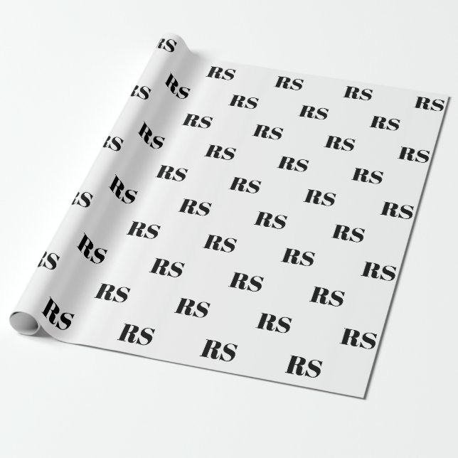 Papier Cadeau Motif initial monogramme personnalisé blanc modern (Déroulé)