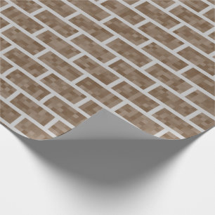 Papier Cadeau Motif inspiré à 8 bits Brown de mur de briques