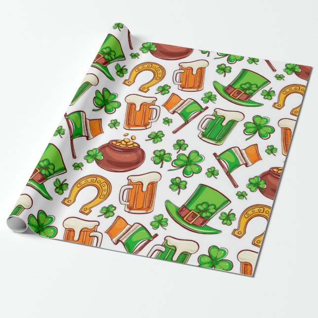 Papier Cadeau Motif irlandais amusant (Déroulé)