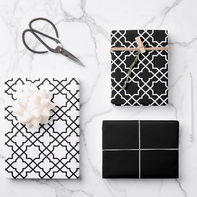 Papier cadeau Motif islamique noir arabe enveloppé (Recto)