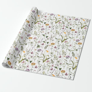 Papier Cadeau Motif Jardin de Fleurs Sauvages 