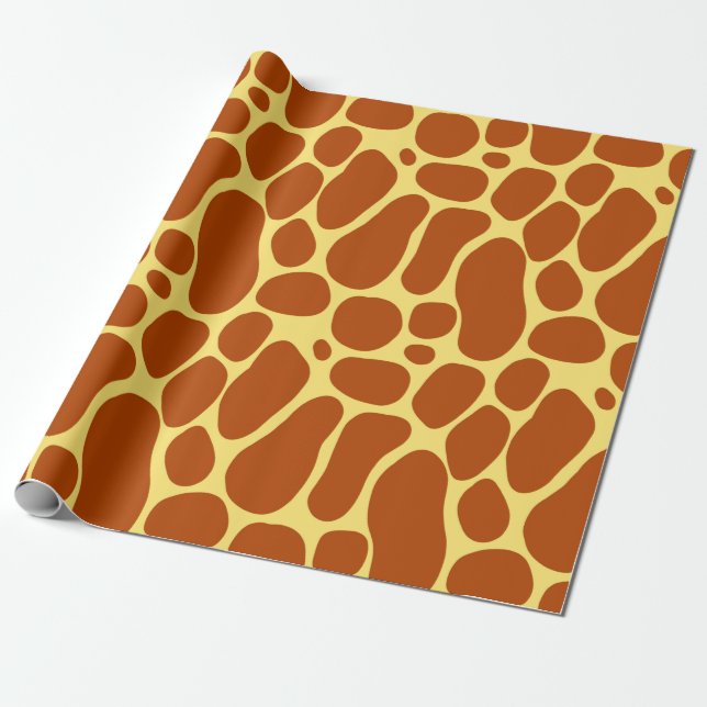 Papier Cadeau Motif jaune et Brown de girafe (Déroulé)