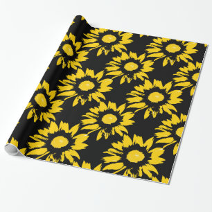 Papier Cadeau Motif jaune et noir de tournesol