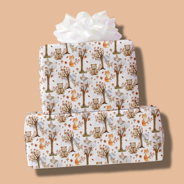 Papier Cadeau Motif jolis animaux de la forêt (Créateur téléchargé)