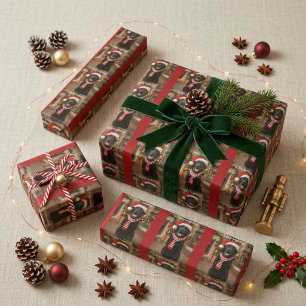 Papier Cadeau Motif Joyeuses Fêtes Empreinte de Patte de Labrado