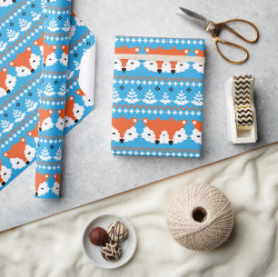 Papier Cadeau Motif Joyeux Noël Rétro Cadeau de Fêtes