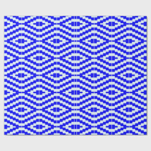 Papier Cadeau Motif Kente bleu et blanc coloré