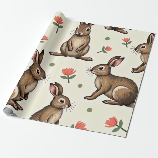 Papier Cadeau motif lapin vintage (Déroulé)
