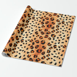 Papier Cadeau Motif léopard à l'aquarelle dessiné à la main. Fou