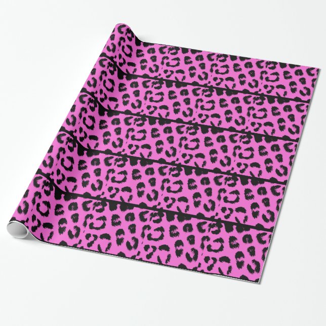 Papier Cadeau Motif léopard rose et noir (Déroulé)