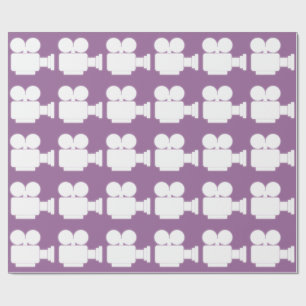 PAPIER CADEAU MOTIF LILAS ET BLANC D'APPAREIL-PHOTO DE