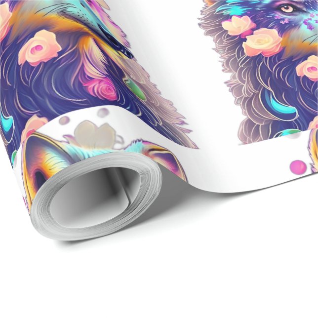 Papier Cadeau Motif loup pour égayer (Coin rond)