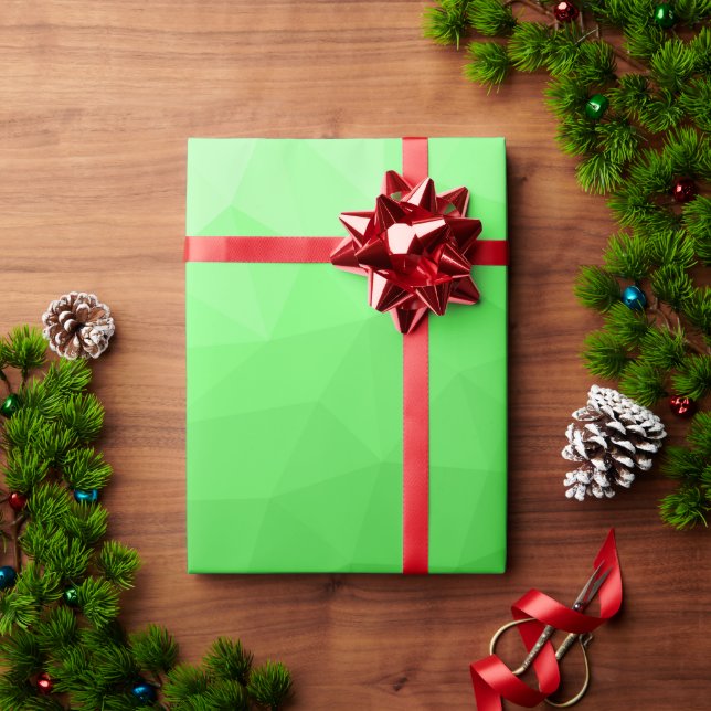 Papier Cadeau Motif lumineux à maillage géométrique dégradé vert (Cadeau de vacances)