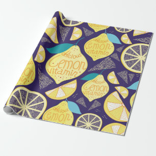 Papier Cadeau Motif lumineux de citrons et de clous de girofle s