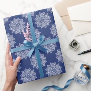 Papier Cadeau Motif mandala bleu marine élégant et joli pour fil