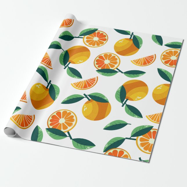 Papier Cadeau Motif mandarin (Déroulé)