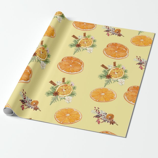 Papier Cadeau Motif mandarins (Déroulé)