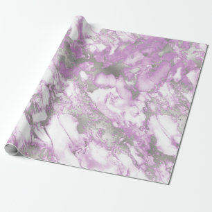 Papier Cadeau Motif marbre argent et violet clair moderne