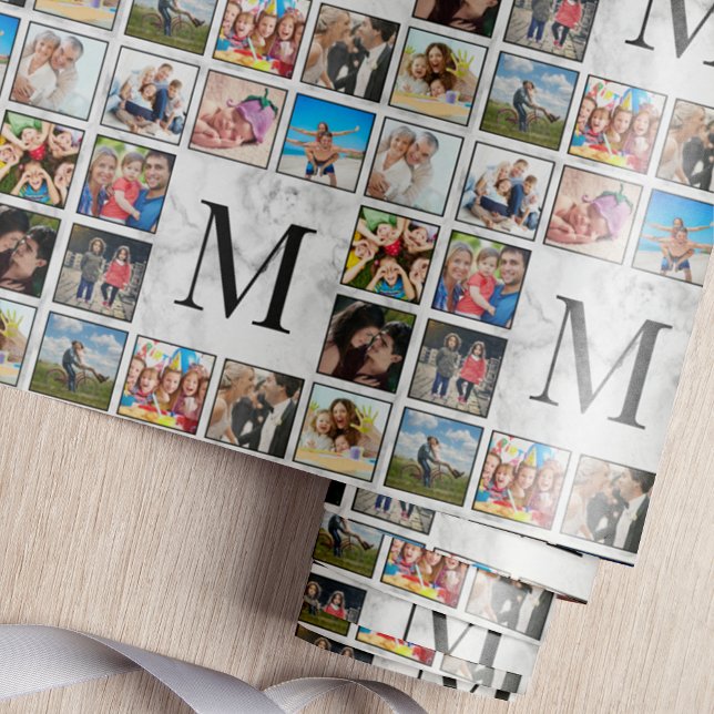 Papier Cadeau Motif Marbre blanc en pierre (Créateur téléchargé)