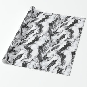 Papier Cadeau Motif Marbre blanc et noir